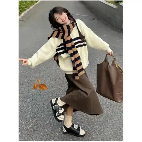 秋冬网红盐系少女穿搭炸街时尚气质温柔甜美大码女装