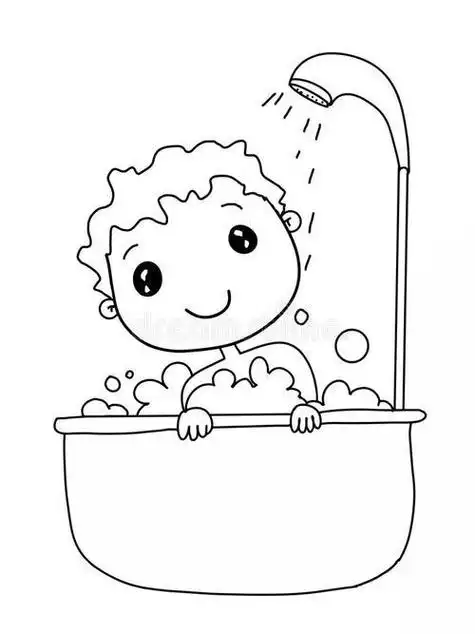 小班宝宝洗澡简笔画