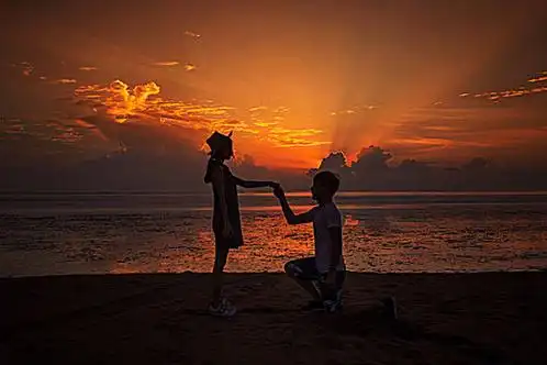 握手,后视图户外,男人美女,牵手,头发,海滩,敖德萨,乌克兰母亲,躺着