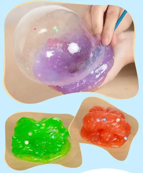 网红起泡胶史莱姆水晶泥彩虹泥儿童玩具泥宝宝2盒装不重复颜色