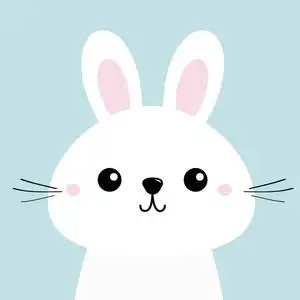 白兔子.可爱的头婴儿脸.大耳朵.可爱的可爱卡通人物.贺卡模板.