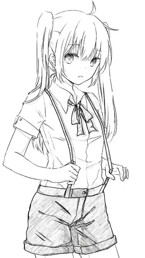 二次元美少女手绘线稿 我的私藏哦 有喜欢的吗?