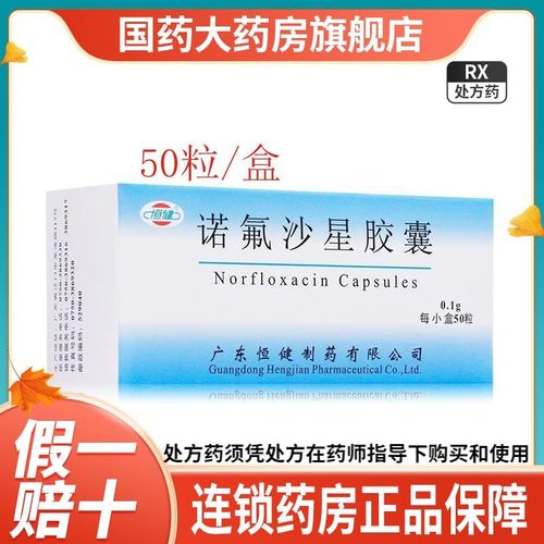 恒健 诺氟沙星胶囊 0.1g*50粒/盒 诺氟喏氟沙星沙星氟哌酸