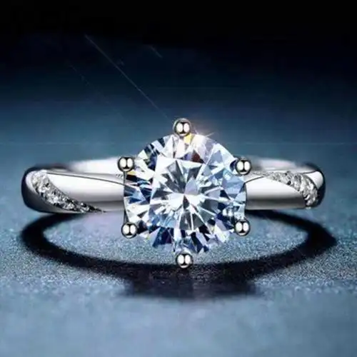 通灵一克拉六爪仿真钻戒情侣结婚对戒简约活口戒指婚礼仪式道具