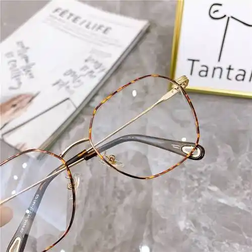 金丝框防蓝光镂空镜面素颜网红近视度数学生眼镜架金框镜盒0度透明