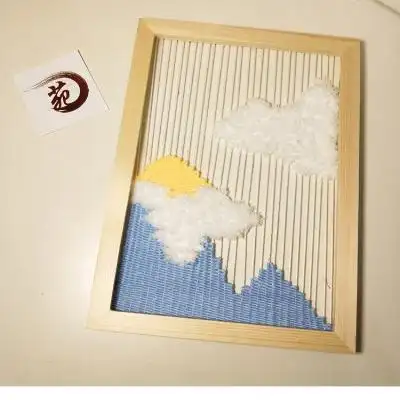 6手工编织制作挂毯diy材料包北欧风格日出毛线画戳戳绣装饰画780678