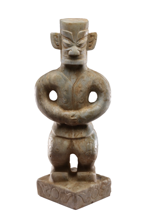 data-lemmaid="587149">三星堆文化 /a>时期的玉人,高49 cm,此立人像