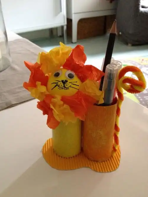 废物利用#卷纸筒创意diy手工:卡通笔筒