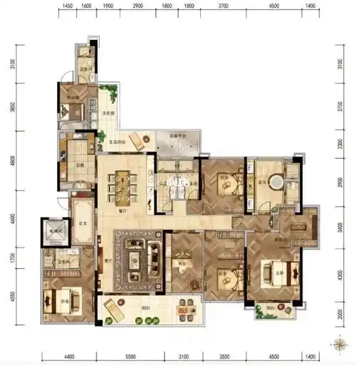 很不错的大平层户型布局,两个很类似,就是面积大小不一样,如果是我,我