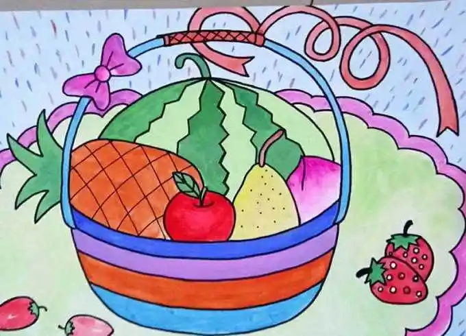 儿童水彩画植物水彩植物花卉画