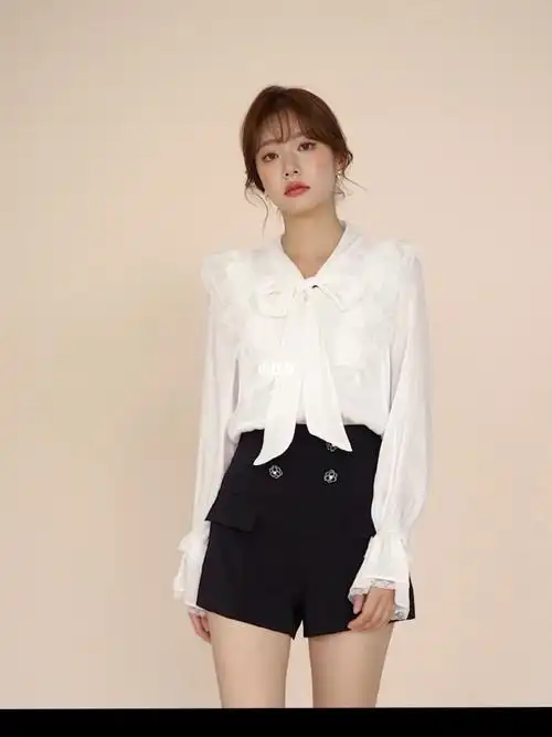 凡兔2021秋季新款法式长袖复古时尚女士衬衫气质别致洋气高级上衣