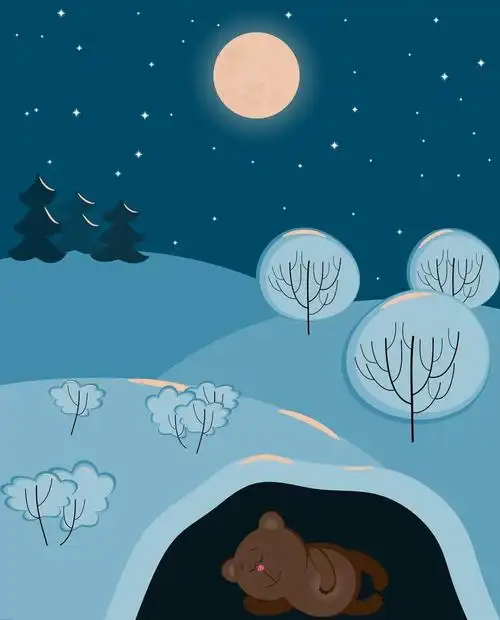 可爱熊睡觉,可爱熊在冬天在窝里睡觉