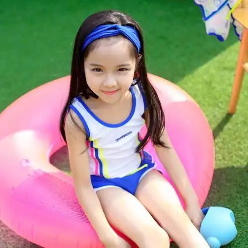 儿童泳衣女童连体比基尼女孩大中小童泳装学生小孩防晒游泳衣套装