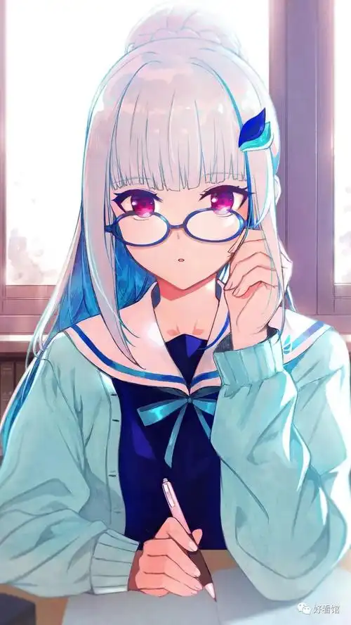 娇羞俏皮的动漫粉发女孩手机壁纸