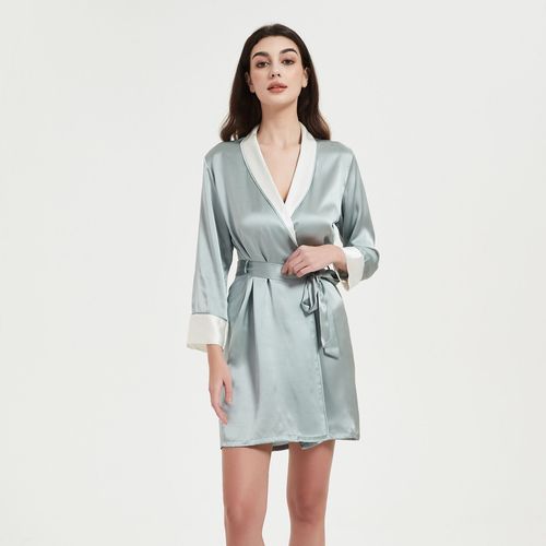 6a级100%桑蚕丝真丝浴袍丝绸睡衣睡袍中长款长袖女士杭州正品特价