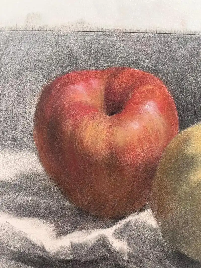 素描苹果  炭条  彩色素描.彩色的素描   跟我一起学习吧 - 抖音