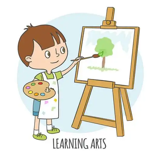 卡通绘画的男孩