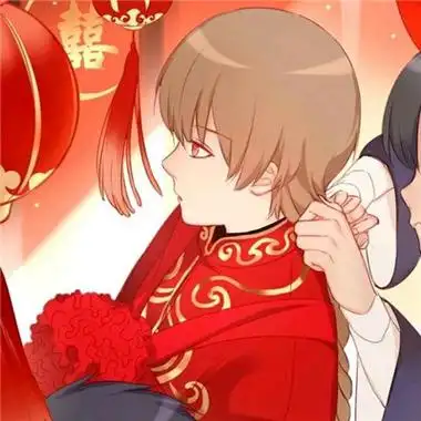 古风情头红衣一左一右 超清好看的古风嫁衣头像一对两张图片_情侣头像