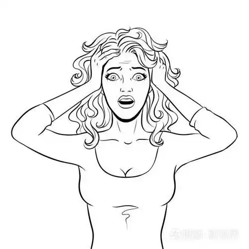 惊恐情绪着色向量的年轻妇女插画-正版商用图片1rzhfj-摄图新视界