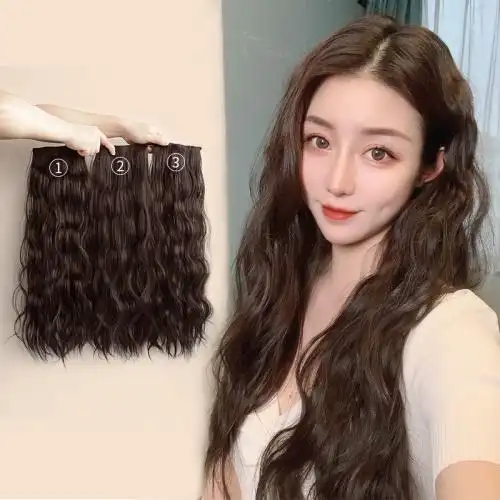 假发女玉米烫发片 小片式水波纹真发假发片 隐形无痕大波浪长卷发