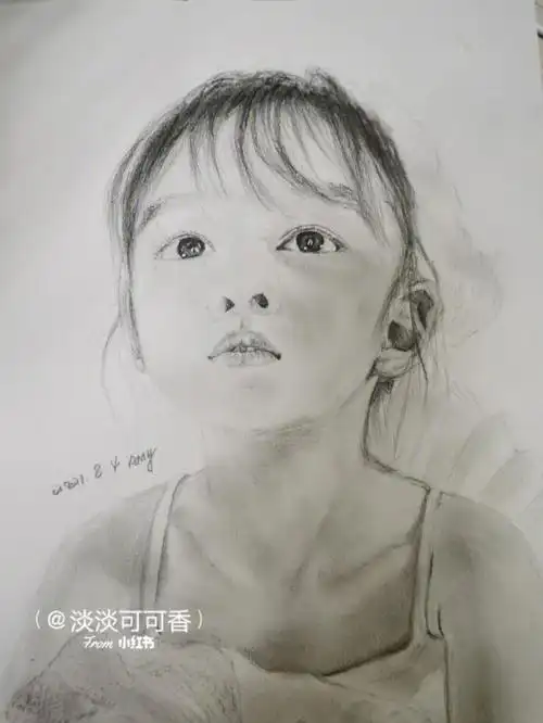 今日份的练习,最近最喜欢还是画小女孩#素描画