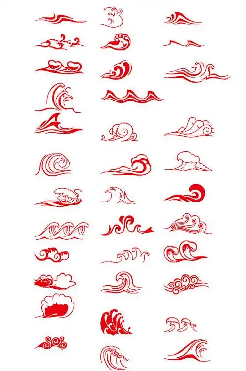 中式传统浪花波浪图案纹理图片