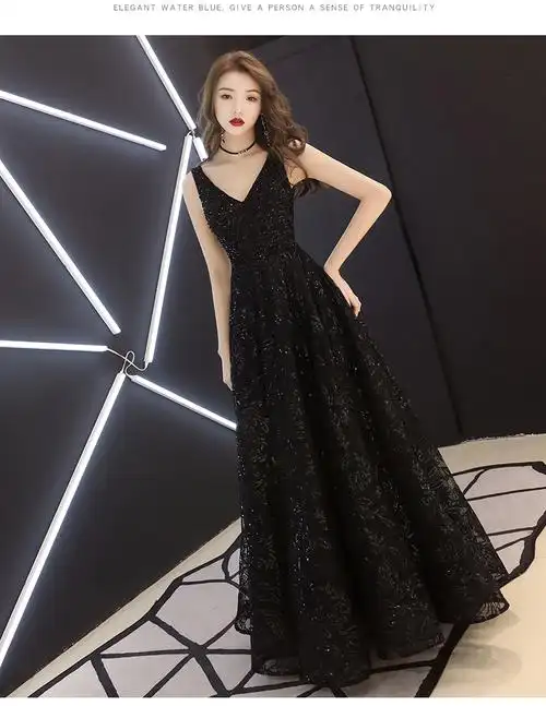 高档品牌恩希亚黑色小晚礼服裙女2022新款宴会高贵优雅性感气场女王