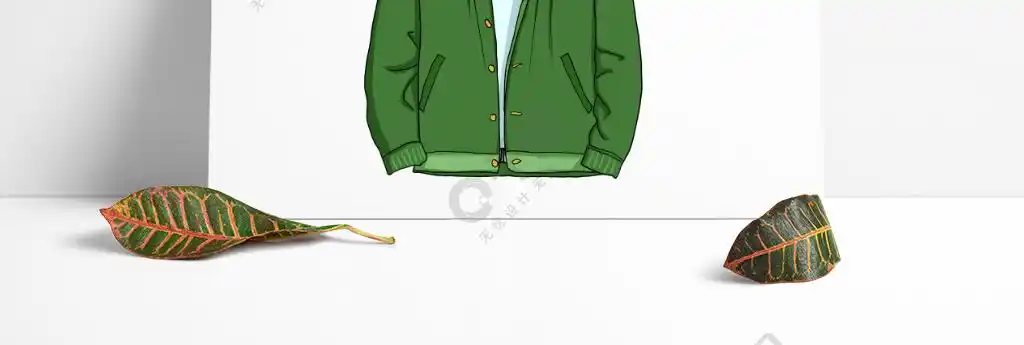 卡通动画手绘绿色卫衣衣服