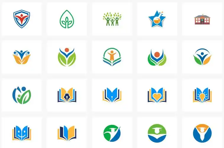 具体操作展示:在线输入你想要找的logo图标素材关键词,比如「学校教育