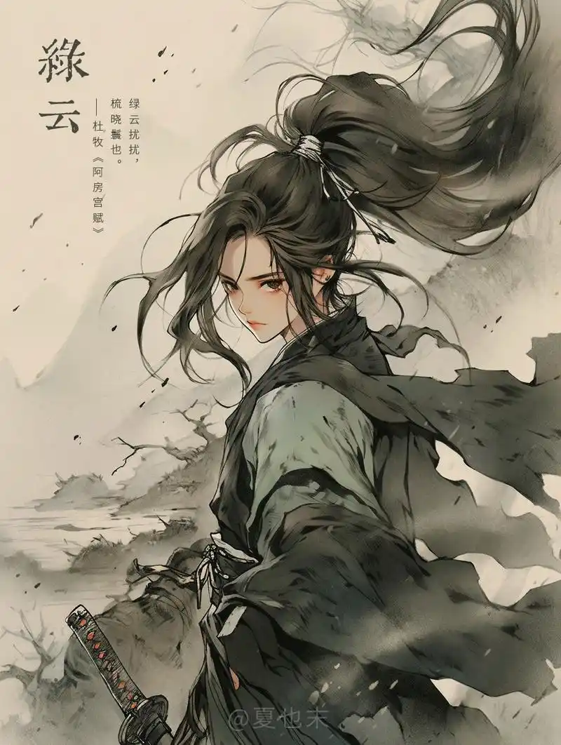 78中国传统色拟人|绿云 - 绿云扰扰,梳晓鬟也 看遍世间繁华,方知
