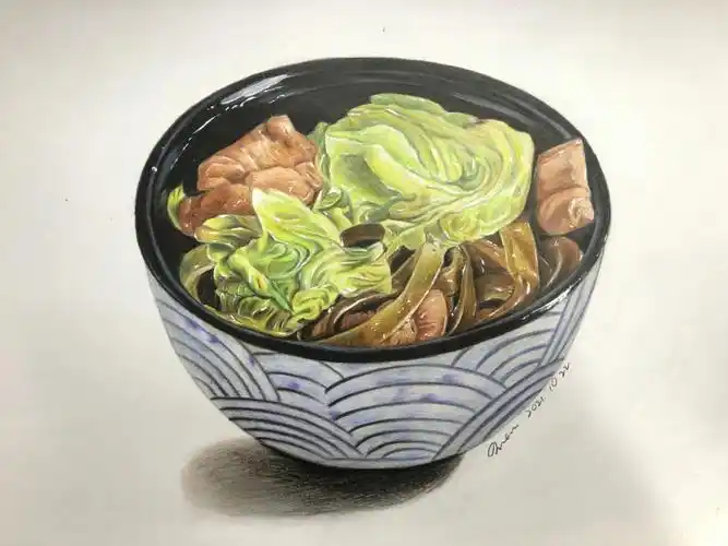 八哥美术学生彩铅美食类作品