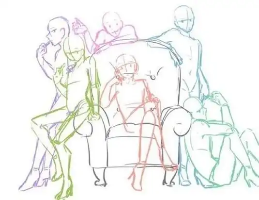 绘画参考#粉福系列之-多人构图模板,人体素… - 半次元 - acg爱好者