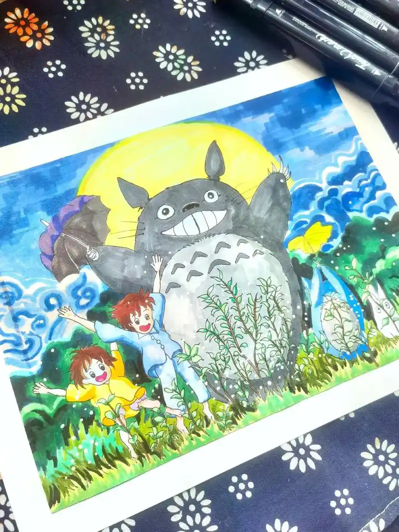 马克笔宫崎骏龙猫