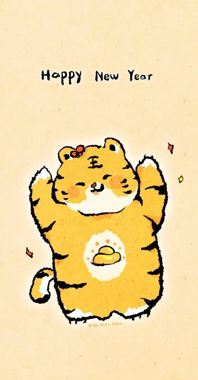 手绘可爱的小老虎手机壁纸