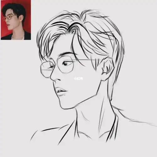 侧颜杀我,奈何我不会画#肖战  #肖战侧颜 #肖战眼镜杀  #procreate