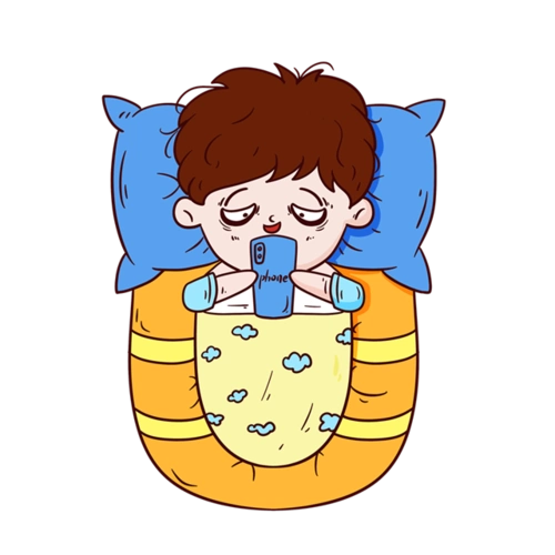 熬夜玩手机趣味插画