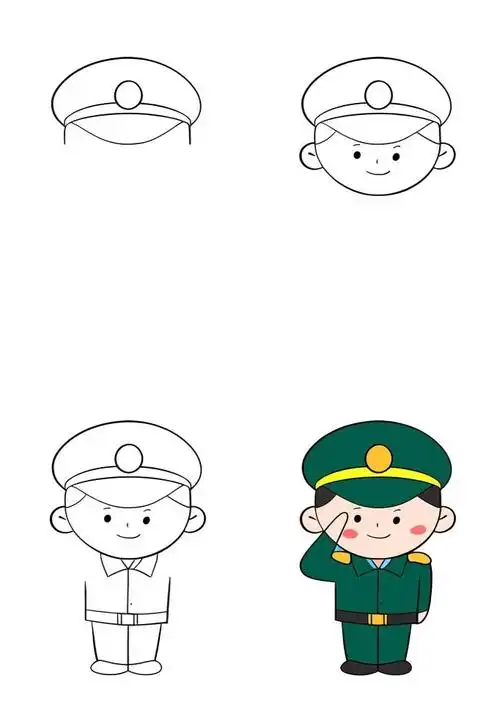 🎖️军人敬礼简笔画,致敬最可爱的人!