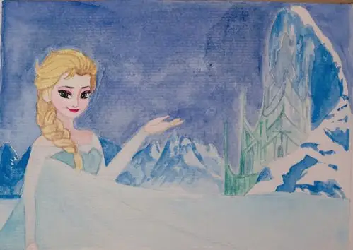 治愈系水彩画教程冰雪奇缘艾莎公主