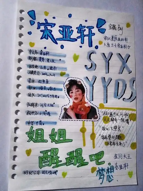 宋亚轩手账原创勿盗