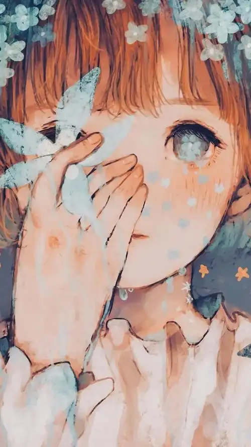 手绘甜美可爱动漫少女气质插画