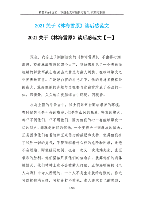 2021关于《林海雪原》读后感范文.docx 25页