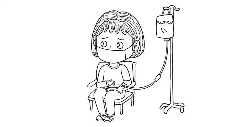 医院输液处卡通简笔画色彩