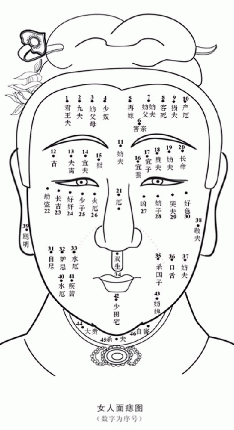 男人面痣图 女人面痣图