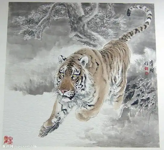 猛虎下山设计图__绘画书法_文化艺术_设计图库_昵图网nipic.com