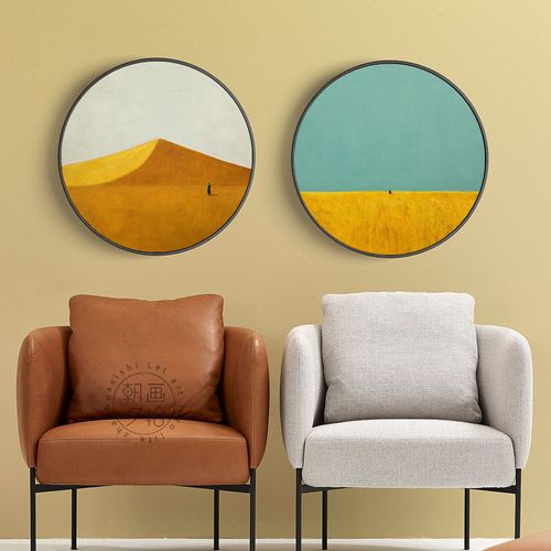 文艺复兴北欧风景圆形装饰画ins风家居客厅日系酒店床头玄幻挂画