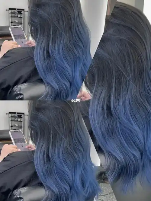 蓝色渐变色发尾～看到了银河时常:三个小时左右(有漂)发色:藏深蓝