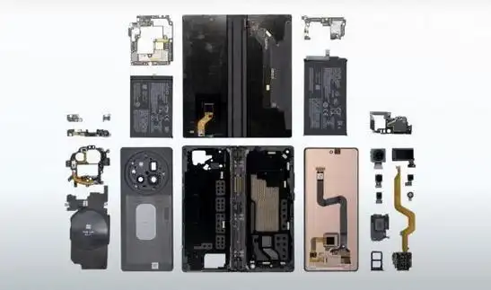 vivo x fold3 pro拆解图曝光 迄今为止最薄的可折叠手机内部结构|塑料