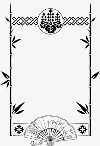 红色古典中国风水墨印章边框装饰元素