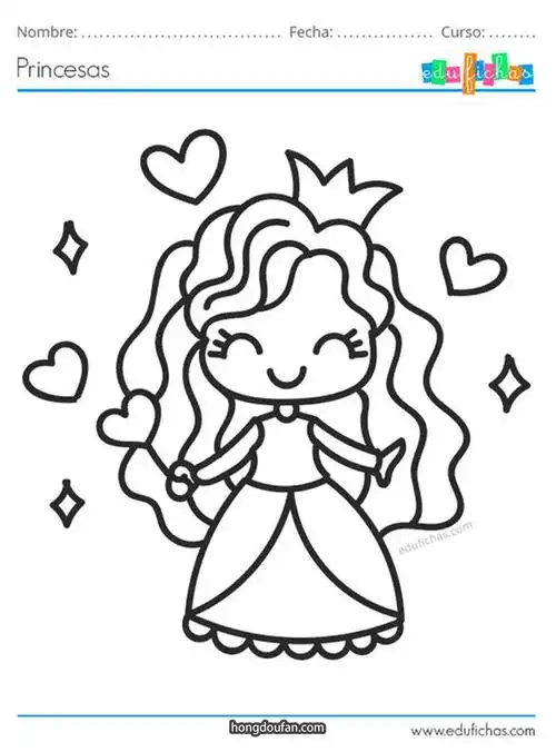 微笑的戴皇冠的美丽公主简笔画大全