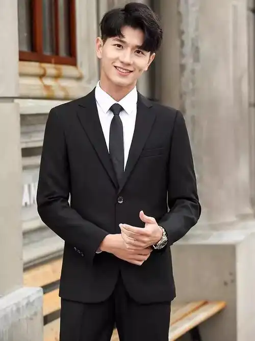 龙达飞西服套装修身男外套韩版小西装伴郎新郎结婚商务职业正装